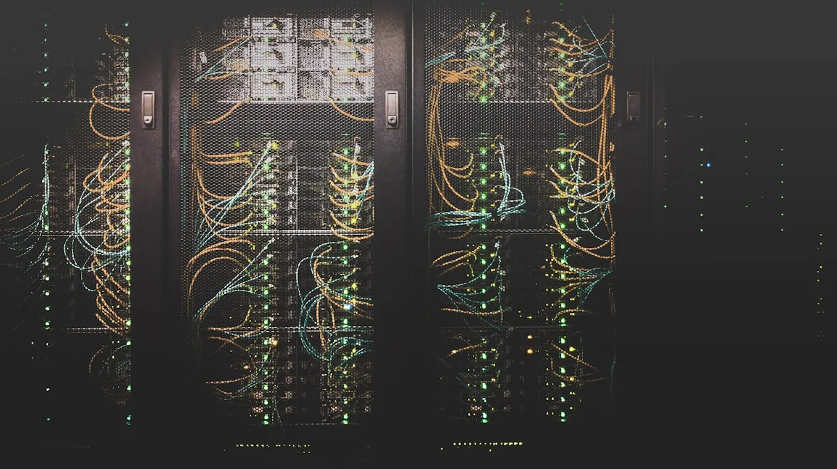 Engineer monitoring server infrastructure for domain and hosting services